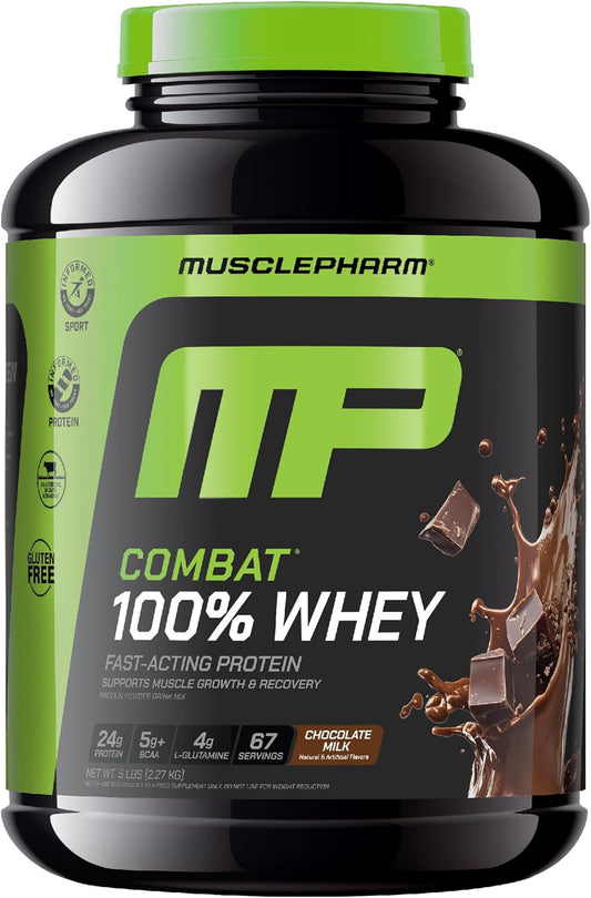 Combat 100% Whey Protein Powder, Chocolate Milk, Fast Recovery & Muscle Gain with Whey Isolate, High Protein Powder for Women & Men, Gluten Free, 5Lb, 67 Servings